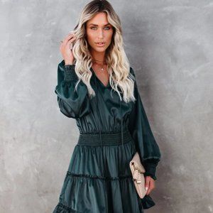 Vici Let Me Love You Satin Tiered Ruffle Dress